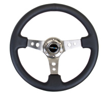 NRG Sportratt Läder med Gunmetall Centrum 350mm (3'' Djup)